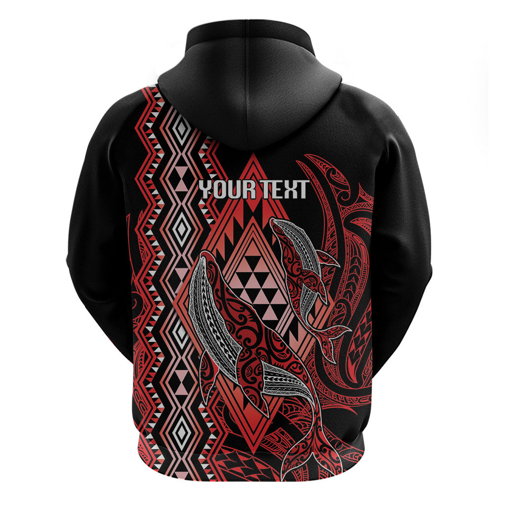 Aotearoa Iwi Ngapuhi Personalised Hoodie NZ Maori Humpback Whale Taniko Motifs