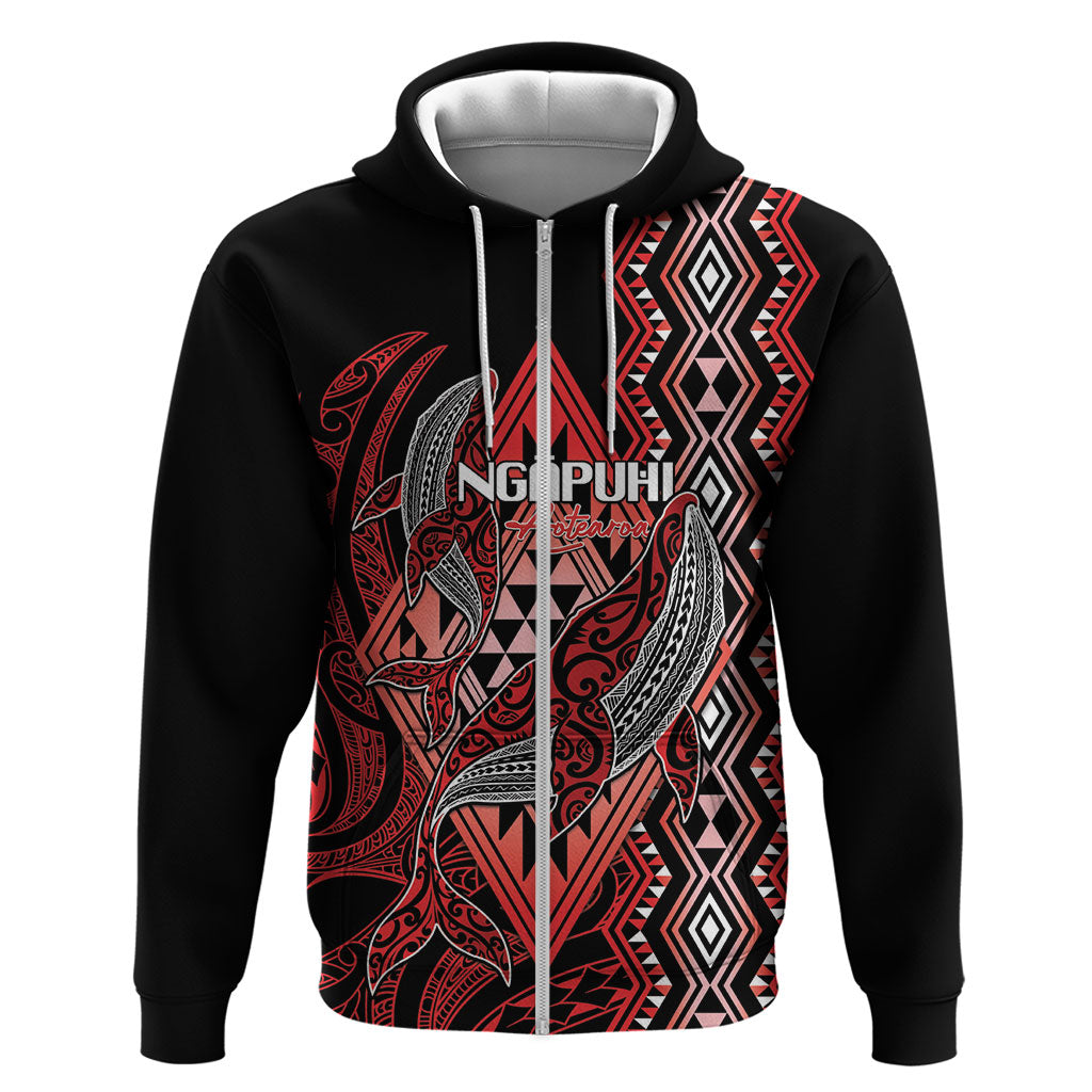 Aotearoa Iwi Ngapuhi Personalised Hoodie NZ Maori Humpback Whale Taniko Motifs