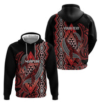 Aotearoa Iwi Ngapuhi Personalised Hoodie NZ Maori Humpback Whale Taniko Motifs