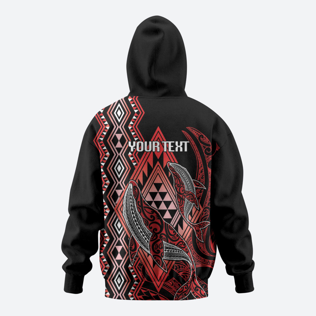 Aotearoa Iwi Ngapuhi Personalised Hoodie NZ Maori Humpback Whale Taniko Motifs