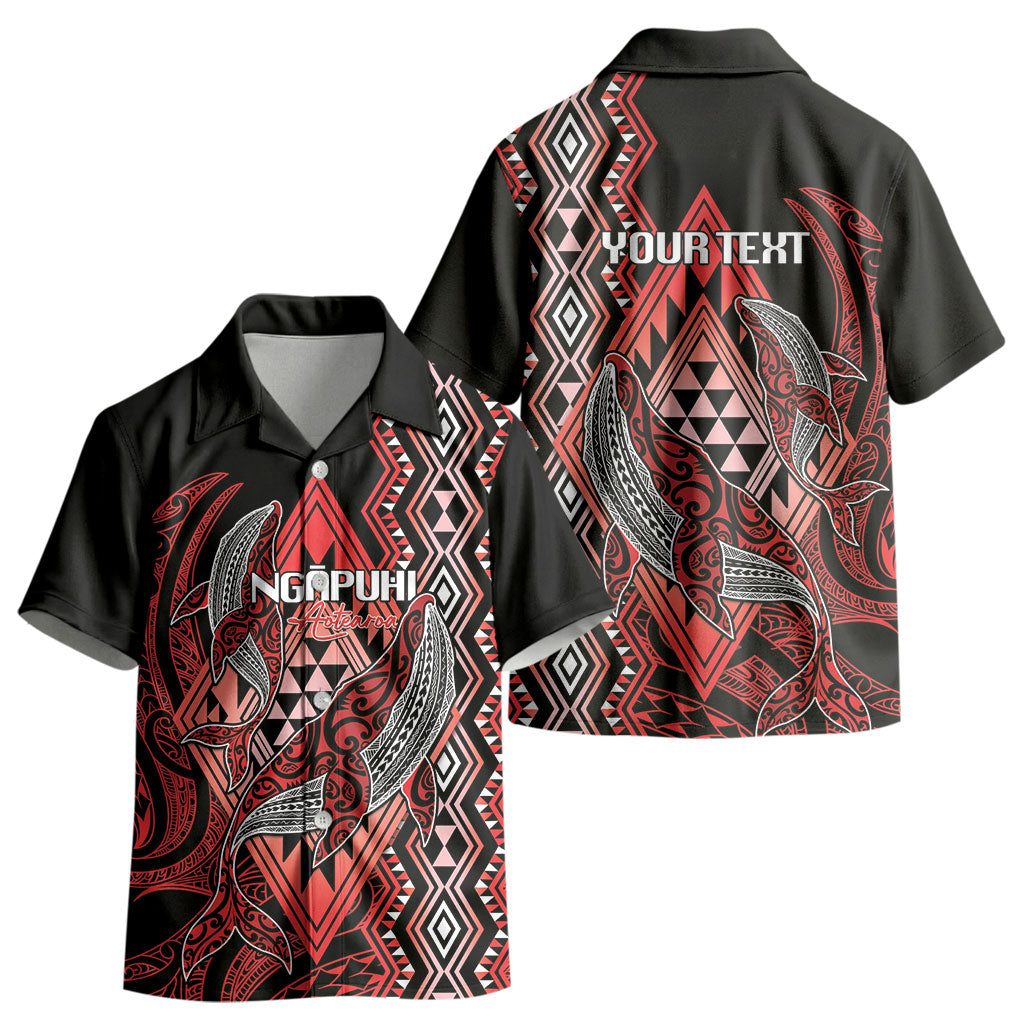 Aotearoa Iwi Ngapuhi Personalised Kid Hawaiian Shirt NZ Maori Humpback Whale Taniko Motifs