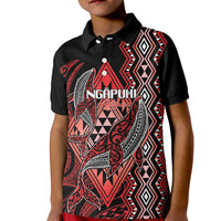 Aotearoa Iwi Ngapuhi Personalised Kid Polo Shirt NZ Maori Humpback Whale Taniko Motifs