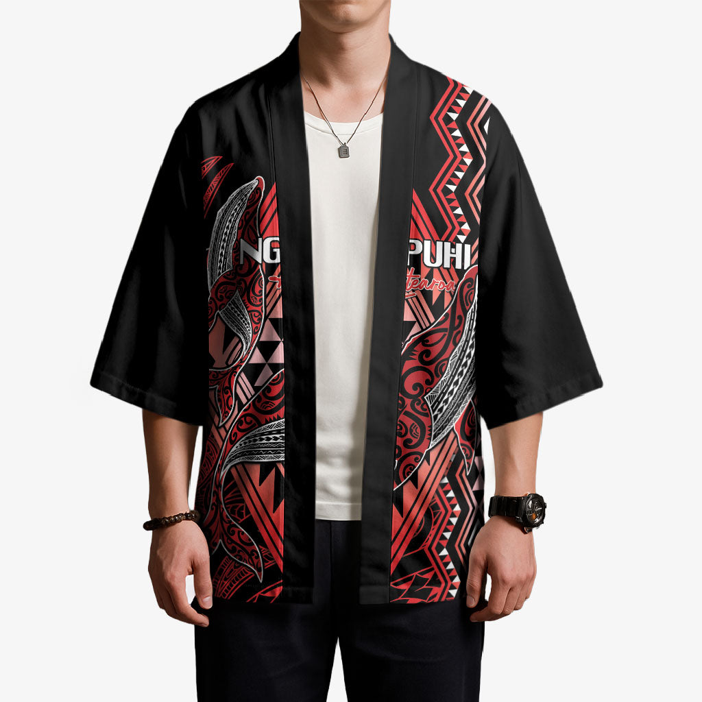 Aotearoa Iwi Ngapuhi Personalised Kimono NZ Maori Humpback Whale Taniko Motifs