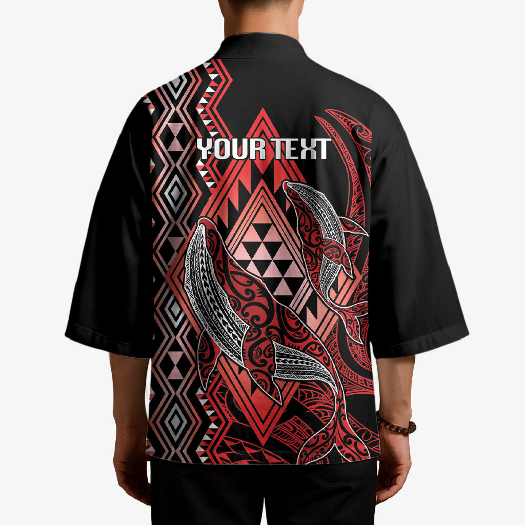 Aotearoa Iwi Ngapuhi Personalised Kimono NZ Maori Humpback Whale Taniko Motifs