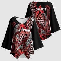 Aotearoa Iwi Ngapuhi Personalised Kimono Sleeve Blouse NZ Maori Humpback Whale Taniko Motifs