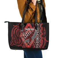 Aotearoa Iwi Ngapuhi Leather Tote Bag NZ Maori Humpback Whale Taniko Motifs