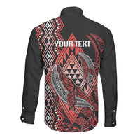 Aotearoa Iwi Ngapuhi Personalised Long Sleeve Button Shirt NZ Maori Humpback Whale Taniko Motifs