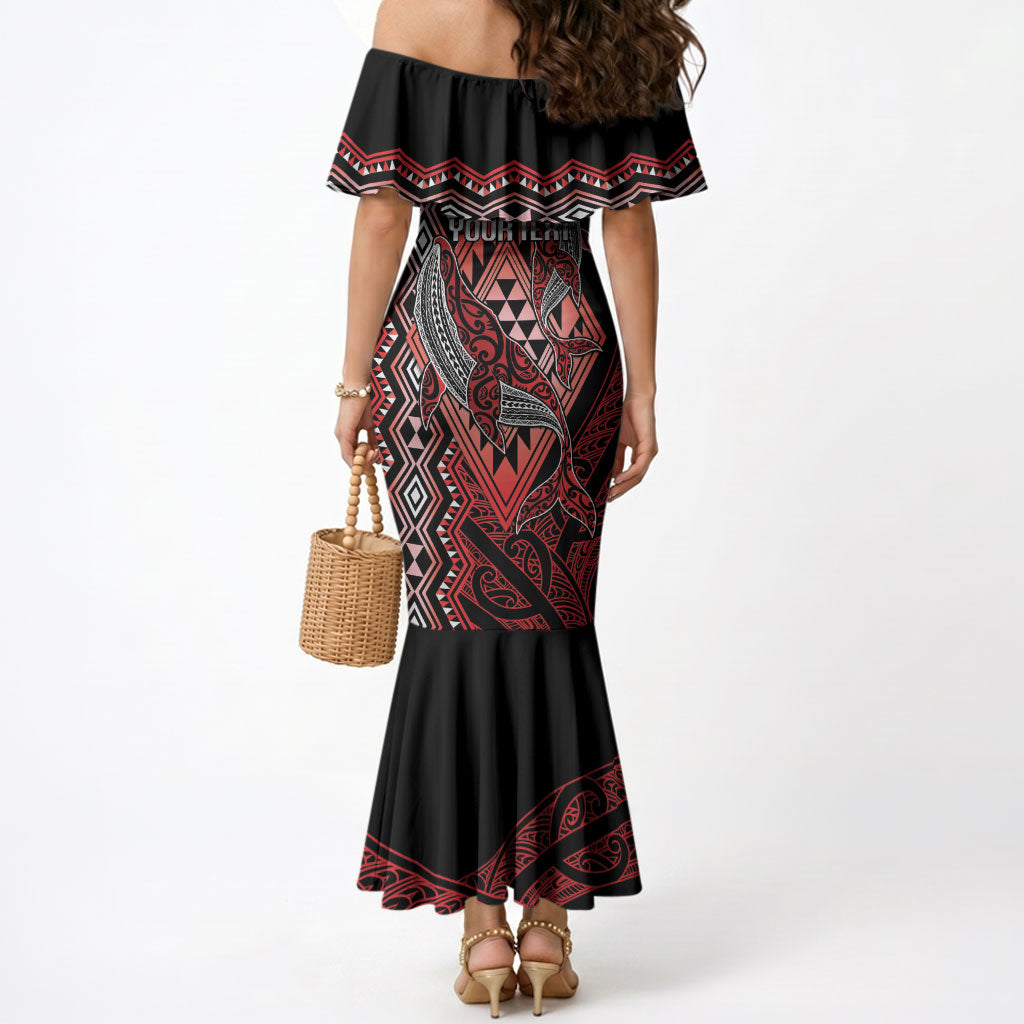 Aotearoa Iwi Ngapuhi Personalised Mermaid Dress NZ Maori Humpback Whale Taniko Motifs