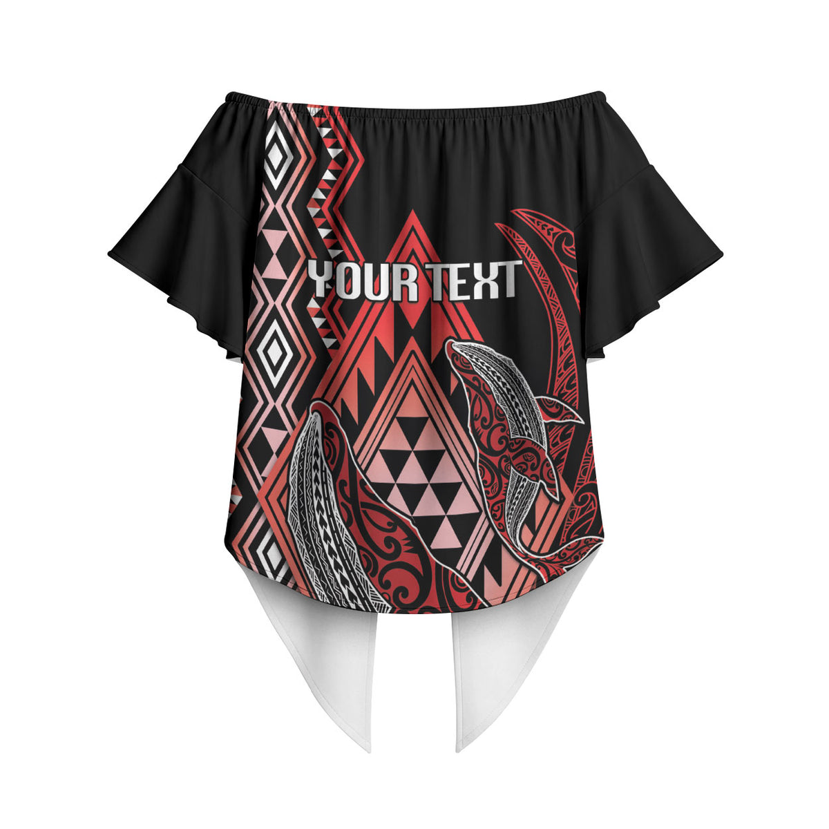 Aotearoa Iwi Ngapuhi Personalised Off Shoulder Wrap Waist Top NZ Maori Humpback Whale Taniko Motifs