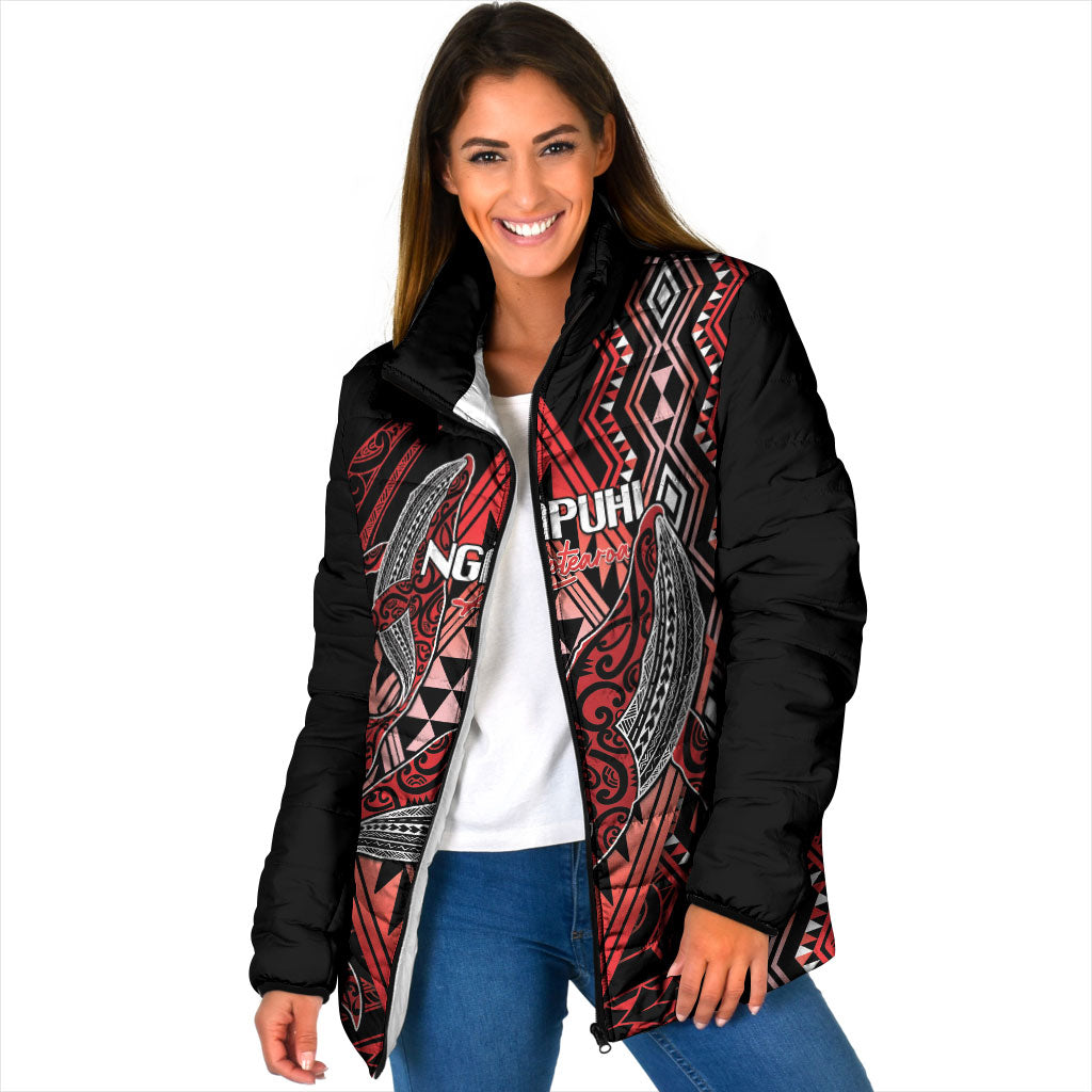 Aotearoa Iwi Ngapuhi Personalised Padded Jacket NZ Maori Humpback Whale Taniko Motifs
