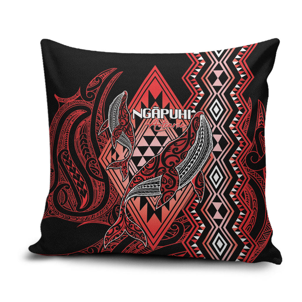 Aotearoa Iwi Ngapuhi Pillow Cover NZ Maori Humpback Whale Taniko Motifs