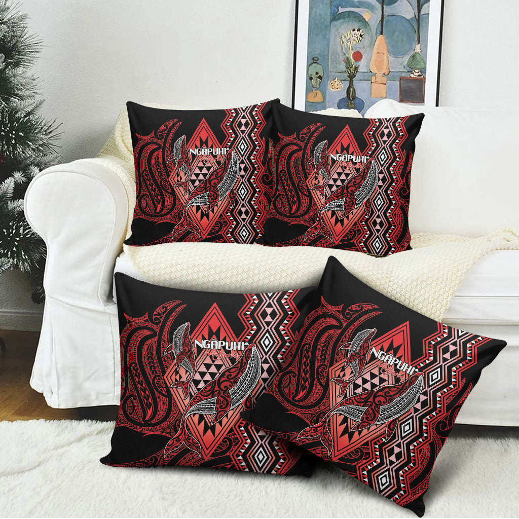 Aotearoa Iwi Ngapuhi Pillow Cover NZ Maori Humpback Whale Taniko Motifs