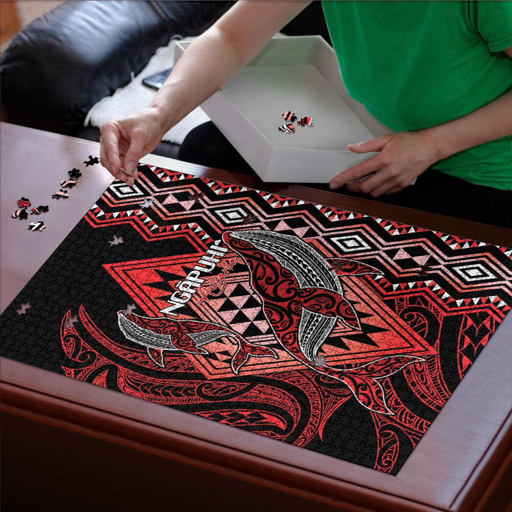 Aotearoa Iwi Ngapuhi Puzzle NZ Maori Humpback Whale Taniko Motifs