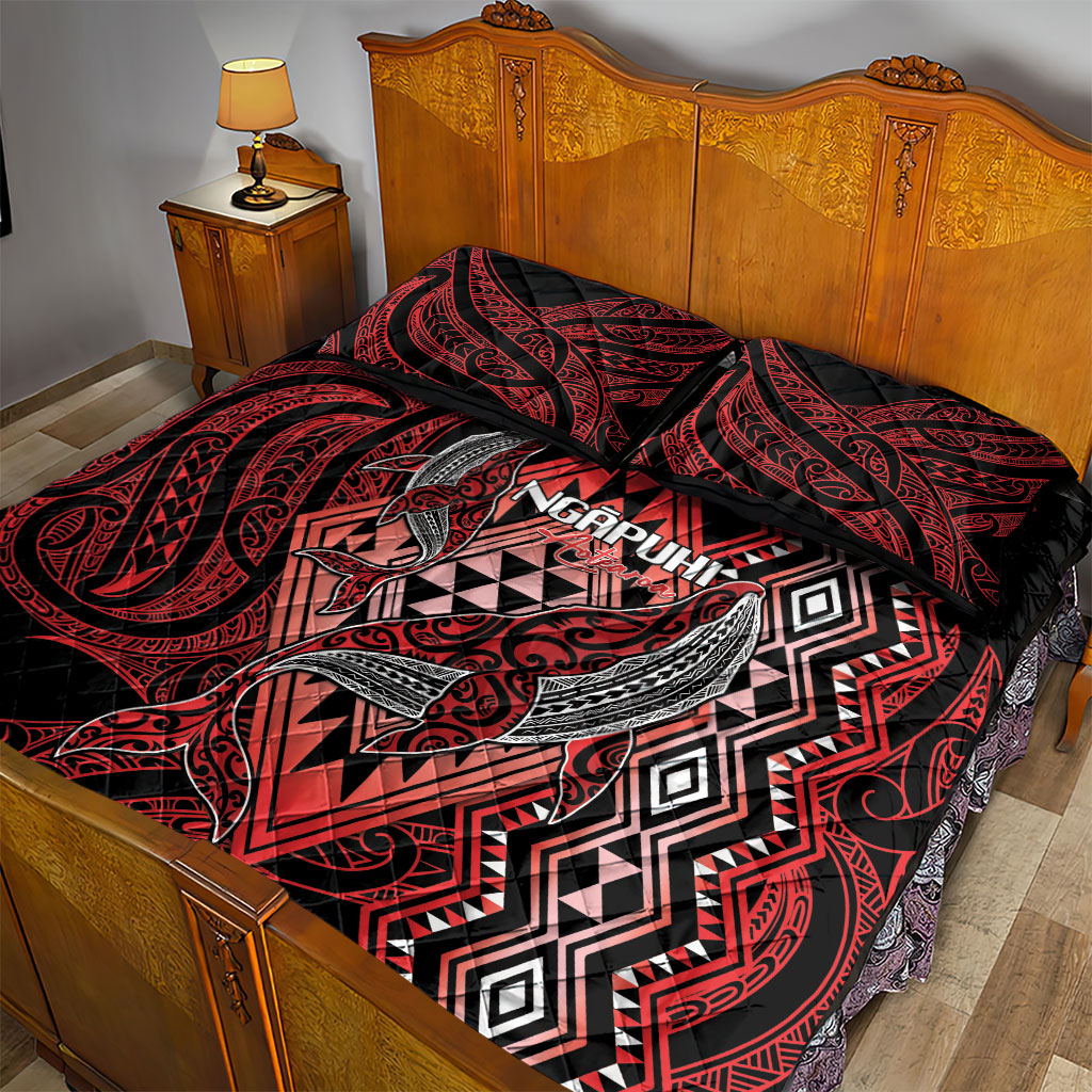 Aotearoa Iwi Ngapuhi Quilt Bed Set NZ Maori Humpback Whale Taniko Motifs