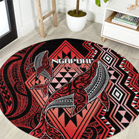 Aotearoa Iwi Ngapuhi Round Carpet NZ Maori Humpback Whale Taniko Motifs
