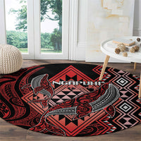 Aotearoa Iwi Ngapuhi Round Carpet NZ Maori Humpback Whale Taniko Motifs