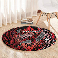 Aotearoa Iwi Ngapuhi Round Carpet NZ Maori Humpback Whale Taniko Motifs
