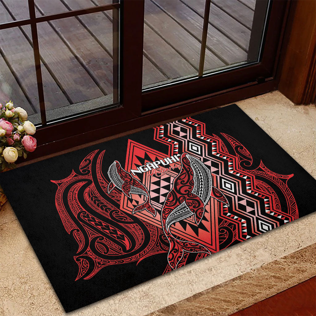 Aotearoa Iwi Ngapuhi Rubber Doormat NZ Maori Humpback Whale Taniko Motifs