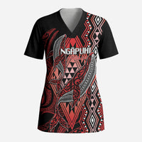 Aotearoa Iwi Ngapuhi Personalised Scrub Top NZ Maori Humpback Whale Taniko Motifs