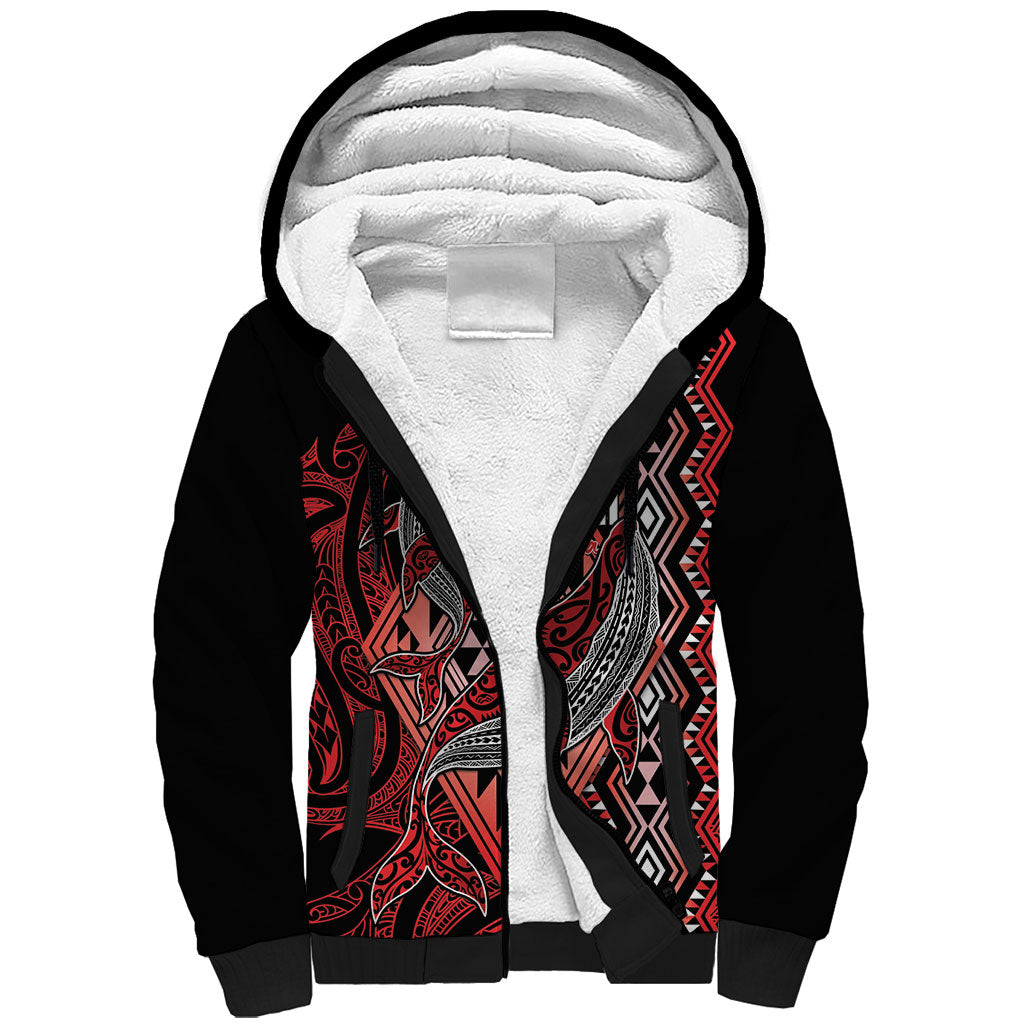 Aotearoa Iwi Ngapuhi Personalised Sherpa Hoodie NZ Maori Humpback Whale Taniko Motifs
