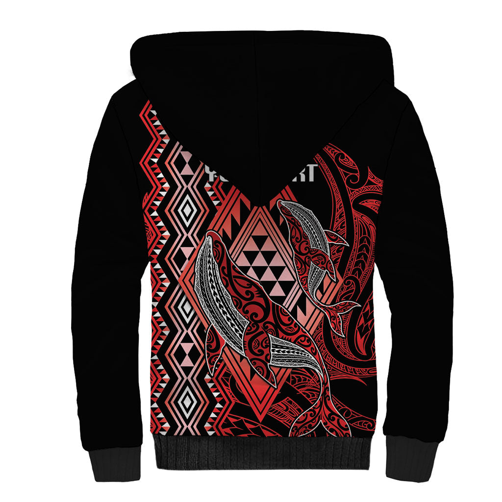 Aotearoa Iwi Ngapuhi Personalised Sherpa Hoodie NZ Maori Humpback Whale Taniko Motifs