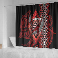 Aotearoa Iwi Ngapuhi Shower Curtain NZ Maori Humpback Whale Taniko Motifs