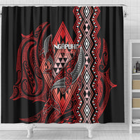 Aotearoa Iwi Ngapuhi Shower Curtain NZ Maori Humpback Whale Taniko Motifs
