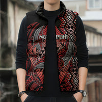 Aotearoa Iwi Ngapuhi Personalised Sleeveless Puffer Jacket NZ Maori Humpback Whale Taniko Motifs
