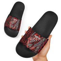 Aotearoa Iwi Ngapuhi Slide Sandals NZ Maori Humpback Whale Taniko Motifs