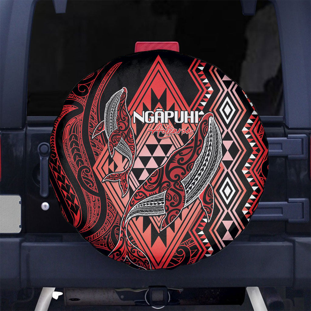 Aotearoa Iwi Ngapuhi Spare Tire Cover NZ Maori Humpback Whale Taniko Motifs