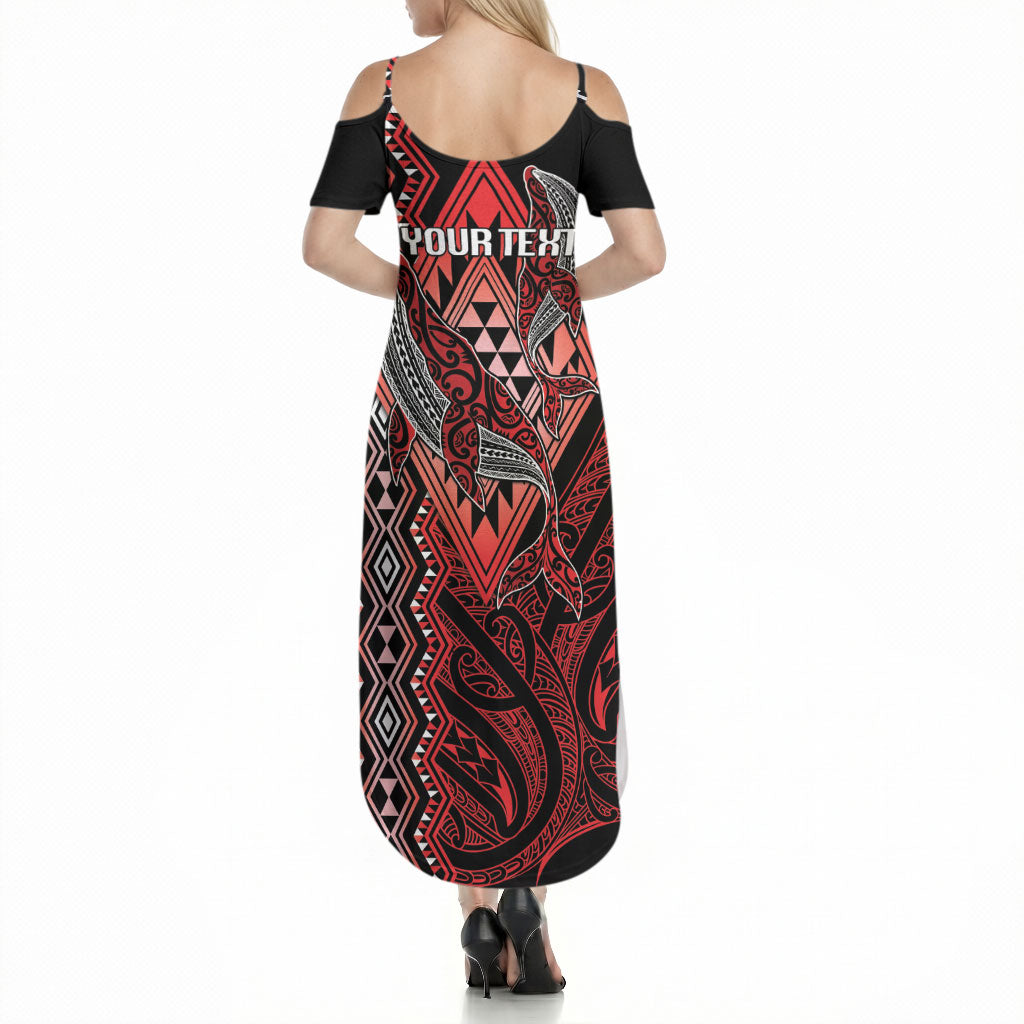 Aotearoa Iwi Ngapuhi Personalised Summer Maxi Dress NZ Maori Humpback Whale Taniko Motifs