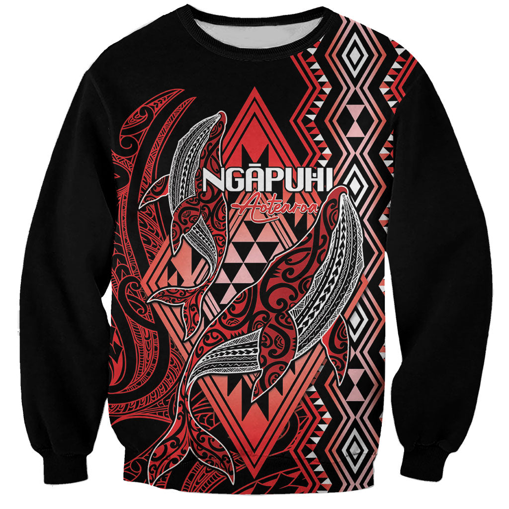 Aotearoa Iwi Ngapuhi Personalised Sweatshirt NZ Maori Humpback Whale Taniko Motifs