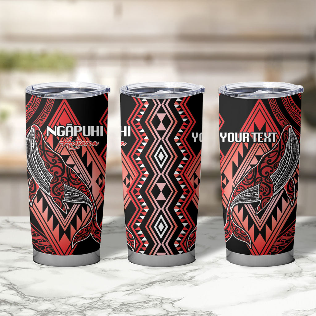 Aotearoa Iwi Ngapuhi Personalised Tumbler Cup NZ Maori Humpback Whale Taniko Motifs