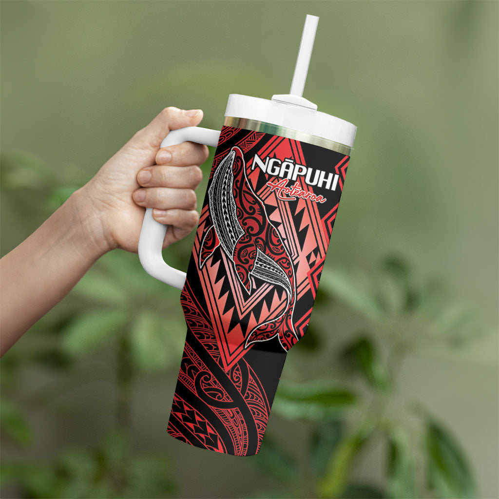 Aotearoa Iwi Ngapuhi Personalised Tumbler With Handle NZ Maori Humpback Whale Taniko Motifs