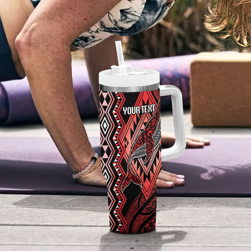 Aotearoa Iwi Ngapuhi Personalised Tumbler With Handle NZ Maori Humpback Whale Taniko Motifs