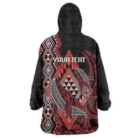 Aotearoa Iwi Ngapuhi Personalised Wearable Blanket Hoodie NZ Maori Humpback Whale Taniko Motifs
