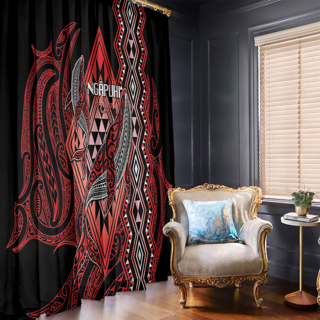 Aotearoa Iwi Ngapuhi Window Curtain NZ Maori Humpback Whale Taniko Motifs