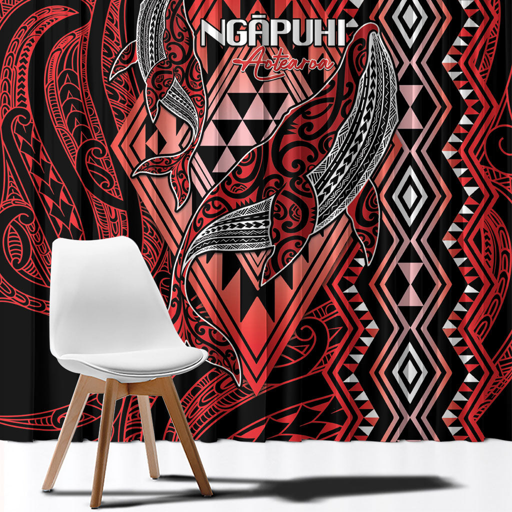 Aotearoa Iwi Ngapuhi Window Curtain NZ Maori Humpback Whale Taniko Motifs