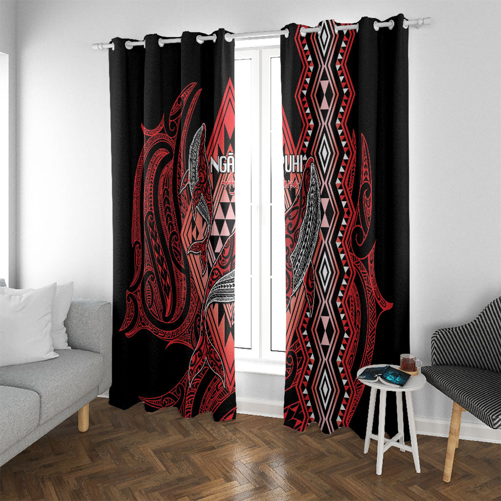 Aotearoa Iwi Ngapuhi Window Curtain NZ Maori Humpback Whale Taniko Motifs