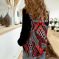 Aotearoa Iwi Ngapuhi Personalised Women Casual Shirt NZ Maori Humpback Whale Taniko Motifs