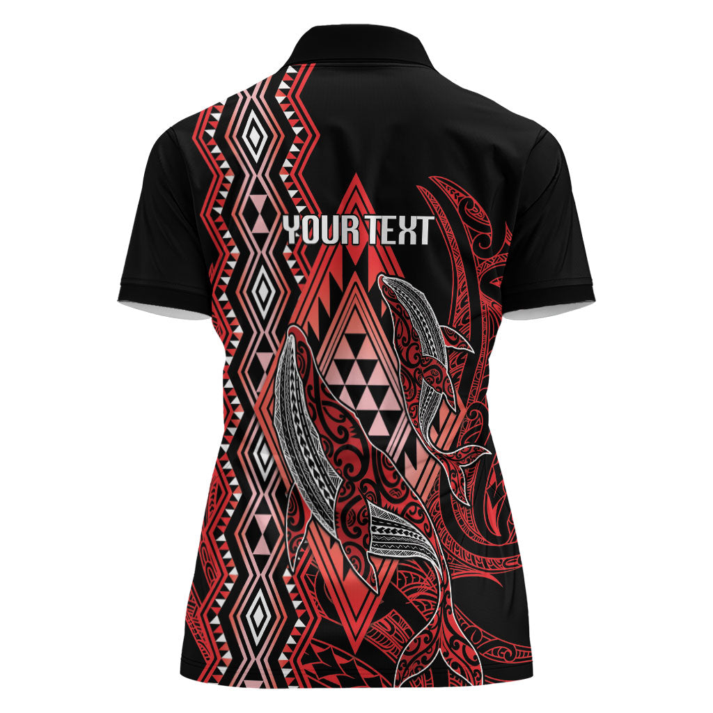 Aotearoa Iwi Ngapuhi Personalised Women Polo Shirt NZ Maori Humpback Whale Taniko Motifs