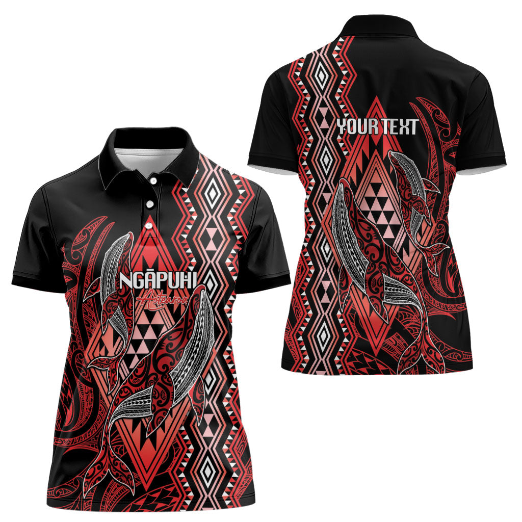 Aotearoa Iwi Ngapuhi Personalised Women Polo Shirt NZ Maori Humpback Whale Taniko Motifs