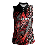Aotearoa Iwi Ngapuhi Personalised Women Sleeveless Polo Shirt NZ Maori Humpback Whale Taniko Motifs