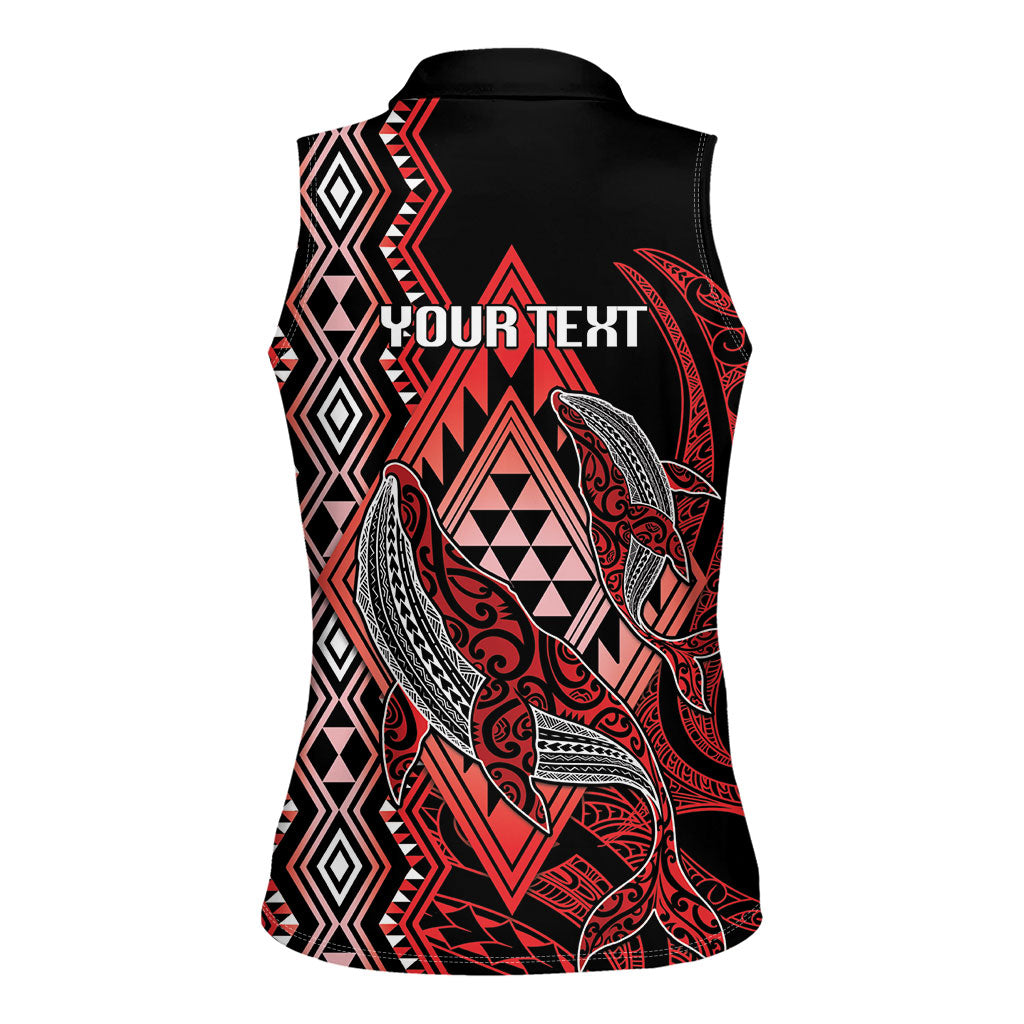 Aotearoa Iwi Ngapuhi Personalised Women Sleeveless Polo Shirt NZ Maori Humpback Whale Taniko Motifs