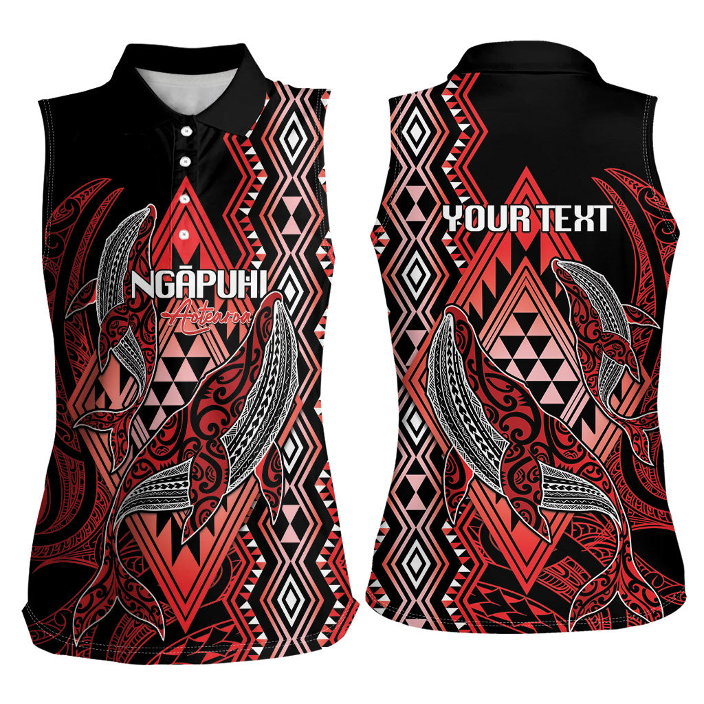 Aotearoa Iwi Ngapuhi Personalised Women Sleeveless Polo Shirt NZ Maori Humpback Whale Taniko Motifs