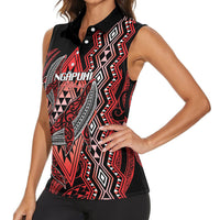Aotearoa Iwi Ngapuhi Personalised Women Sleeveless Polo Shirt NZ Maori Humpback Whale Taniko Motifs