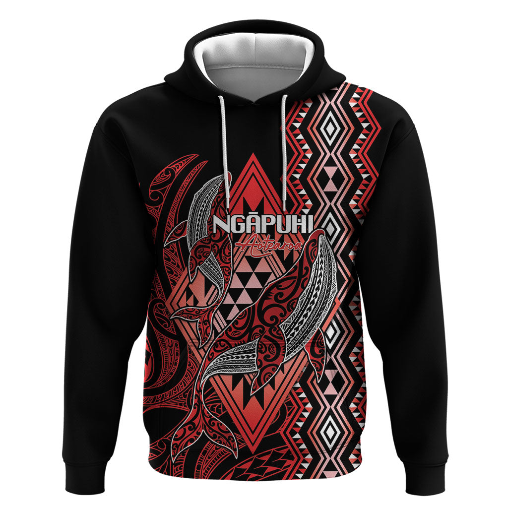 Aotearoa Iwi Ngapuhi Personalised Zip Hoodie NZ Maori Humpback Whale Taniko Motifs