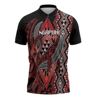 Aotearoa Iwi Ngapuhi Personalised Zipper Polo Shirt NZ Maori Humpback Whale Taniko Motifs