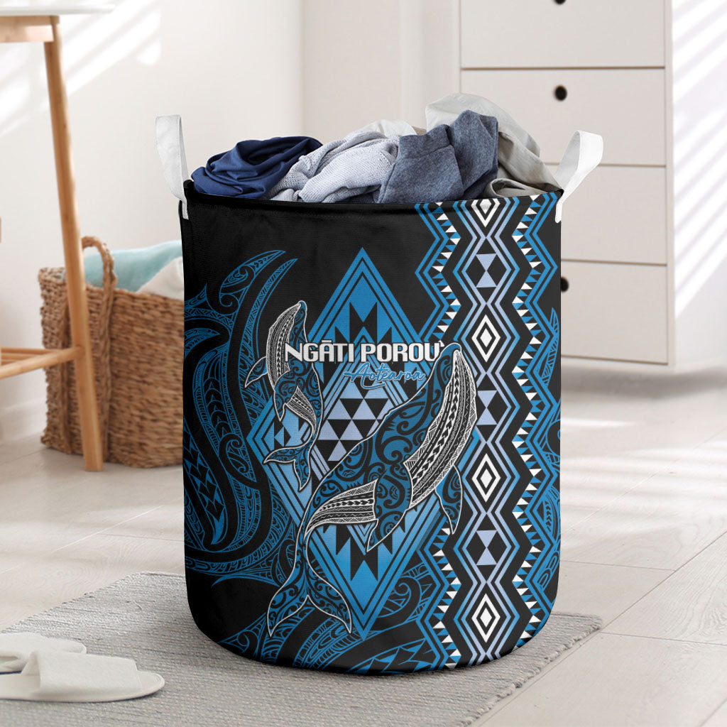 Aotearoa Iwi Ngati Porou Laundry Basket NZ Maori Humpback Whale Taniko Motifs