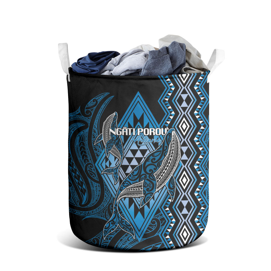 Aotearoa Iwi Ngati Porou Laundry Basket NZ Maori Humpback Whale Taniko Motifs